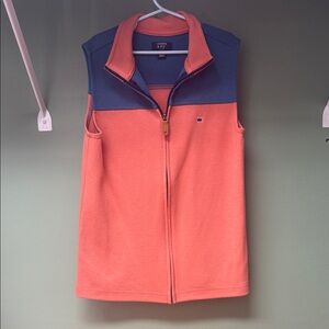 Crown & Ivy Kids size small- rusty coral and Blue zip up vest, like new.